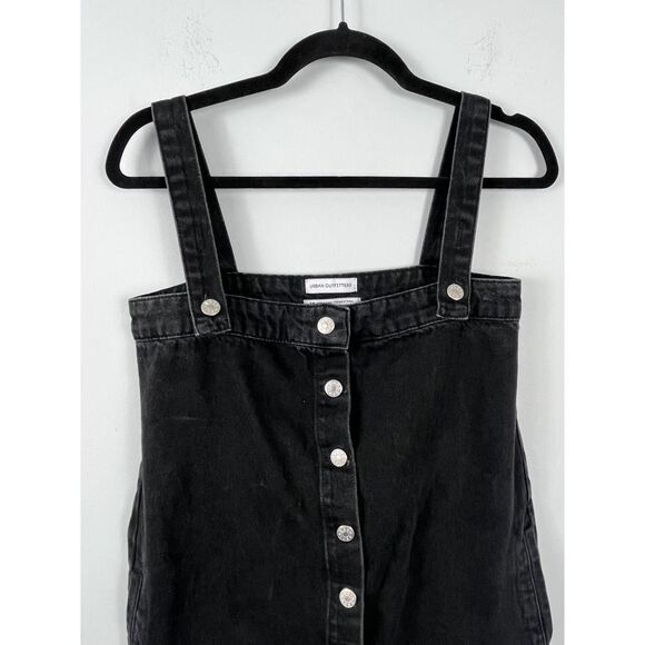Urban Outfitters Denim Overall Black Jean Button Front Dress Size Small - Picture 3 of 8